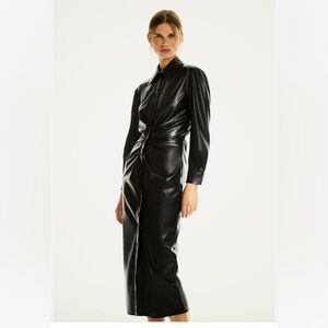 Faux leather shirt dress